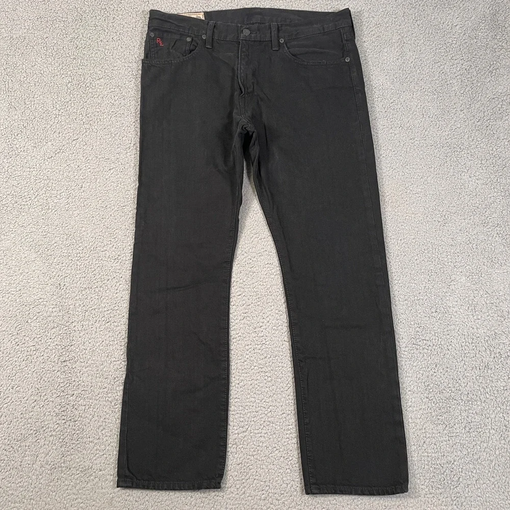 Polo Ralph Lauren Jeans Mens 33x30 Black Denim Streetwear Straight Leg Dungarees - Picture 1 of 11